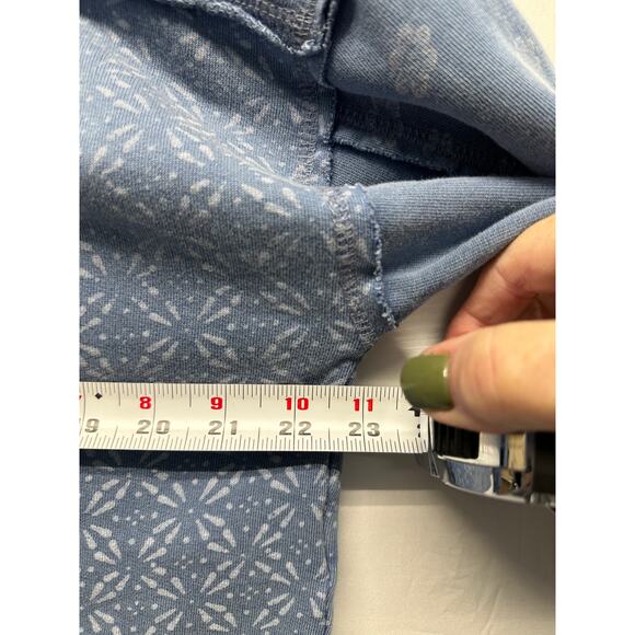 Lucky Brand Size XS OVERSIZED Washed Blue Hoodie Floral Distressed Sweatshirt - Picture 5 of 10